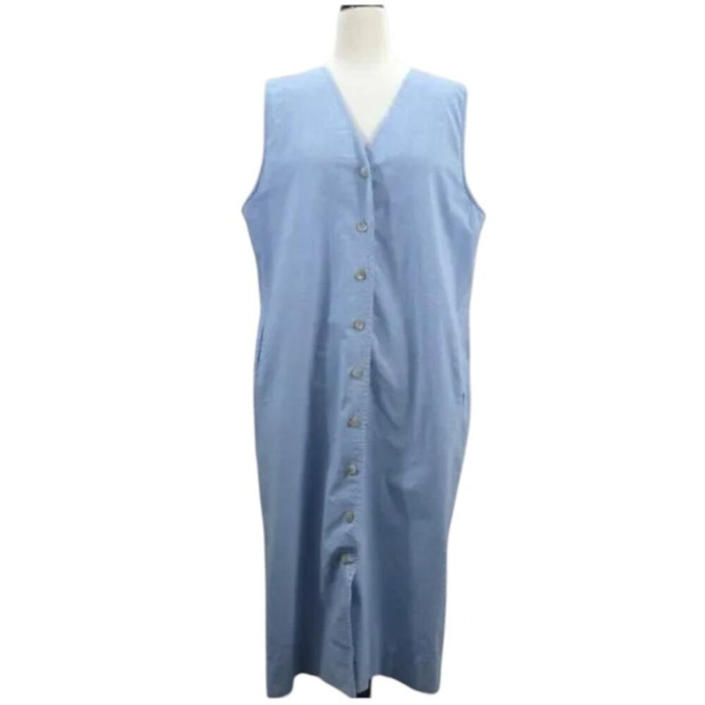 Vintage Pendleton Sophisticates Button Up Jumper Dress Blue Chambray Size 12